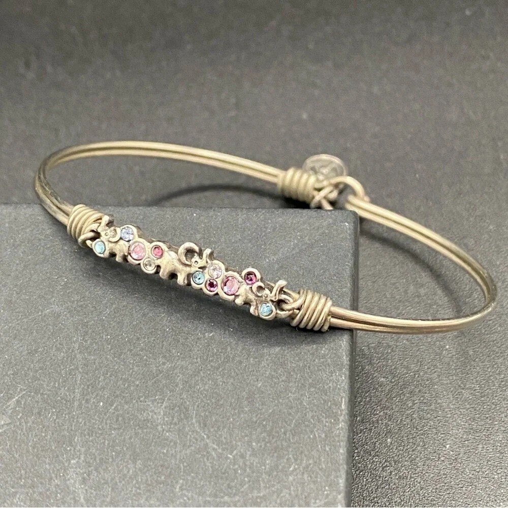Luca + Danni Elephant 🐘 Cuff Bangle Bracelet Silvertone